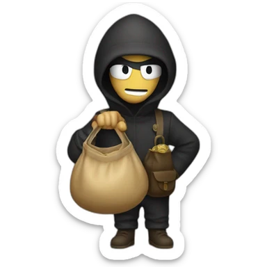 A robber with a moneybag sticker