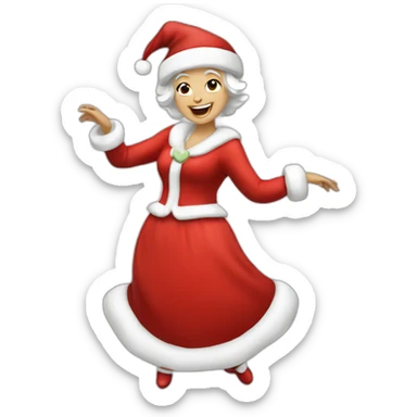 white mrs santa claus dancing sticker