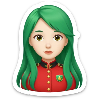 green haired scout girl with red uniform and long hair sticker
