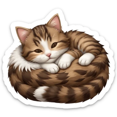 dark brown tabby and white kitten sleeping on its back sticker