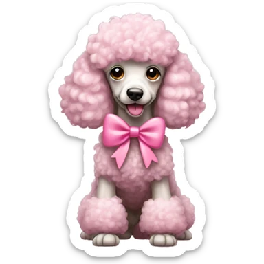Pink poodle with pink bow sticker