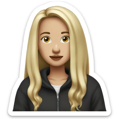 weed smoker girl blond straight long hair in a black Nike sweater sticker