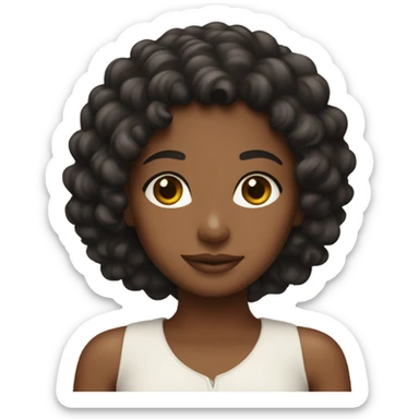 brown girl with black curl sticker