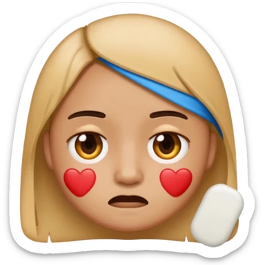 face emoji with band-aid and bruise, uncomfortable expression sticker