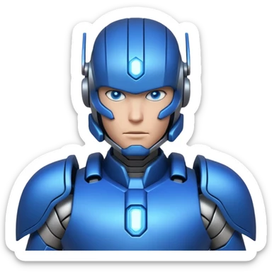 mechanical armored man portrait, head and shoulders only, futuristic metal armor, glowing energy lines, robotic shoulder plates, intense expression, sci-fi warrior vibe, 3D cartoon style, mobile game icon style, clean background, no text, no watermark
  sticker