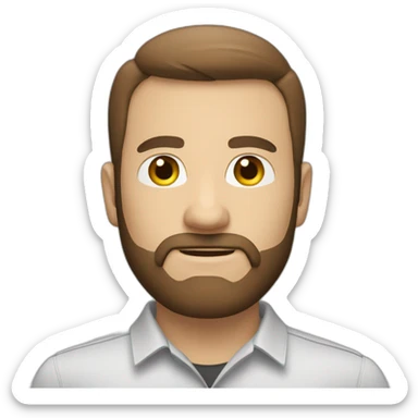 a white man with brown short hair with a brown beardh.job title head of IT security sticker
