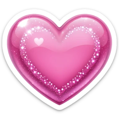 glitter pink heart sticker
