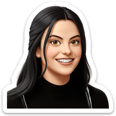 smiling girl with long hair sticker