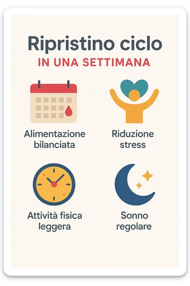 infografica stile post di instagram con titolo "Ripristino ciclo in una settimana" sticker