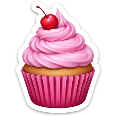 pink cupcake with cherry on top sticker