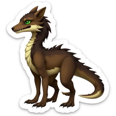 Brown and beige badass elegant wild beautiful natural cute badass epic exotic anthro modern furry 2-legged sergal-vernid-creature, full body, dark-brown-black-gradient pretty hair, green eyes, aesthetic, art by LiLaiRa, art by art by Falvie sticker