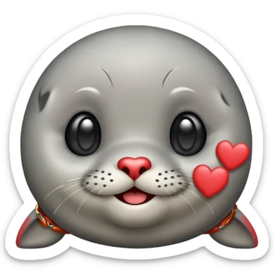 a seal with hearts in his eyes sticker