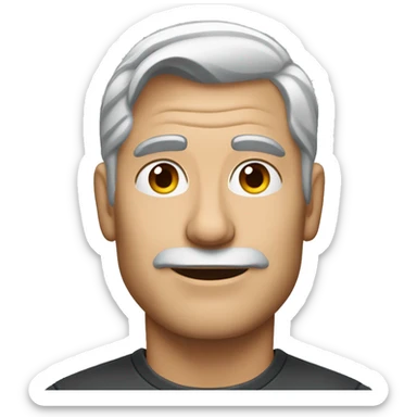 face of white male gray hair styled similar to george clooney sticker