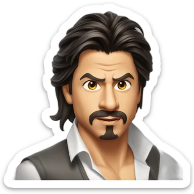 shahrukh khan long hairs tied back sticker