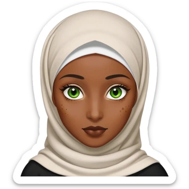 black hijabi girl with green eyes and vitiligo sticker