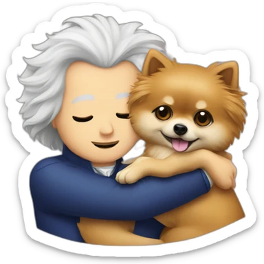 Mozart hugs pomeranian sticker