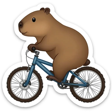 a capybara riding a bmx sticker