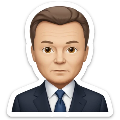 iPhone emoji style portrait of Viktor Yanukovych, Ukrainian ex-president, with realistic facial resemblance, formal suit sticker