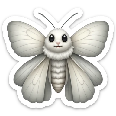 White fluffy moth sticker