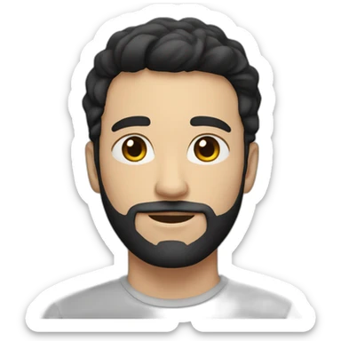 young white man with black short beard and short black hair sticker