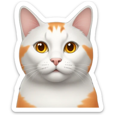 fat white gray and orange cat sticker