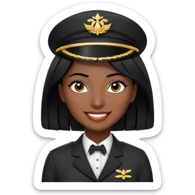 Lady hotel butler with green uniform black hair and just a lite bit brown skin and Arabic face with our hat please remove the green hat a little bit dark skin and tigh hair  sticker