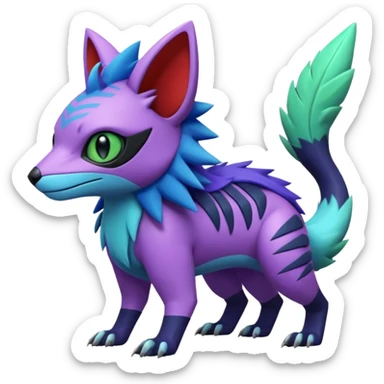  exotic tropical cyber-Litten-Linoone-Noibat-Fakémon-Pokémon-Vernid-creature sticker