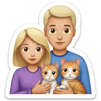 mama, papa niña y gata sticker