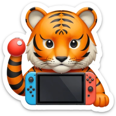 Tiger playing Nintendo switch  sticker
