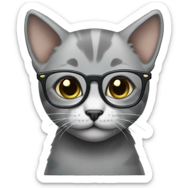 Grey kitten with glasses  sticker