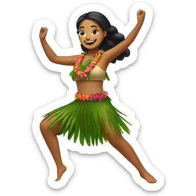 Hawaiian girl dancing hula sticker