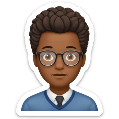 Black m’en with glass and semi free form the haïr style  sticker