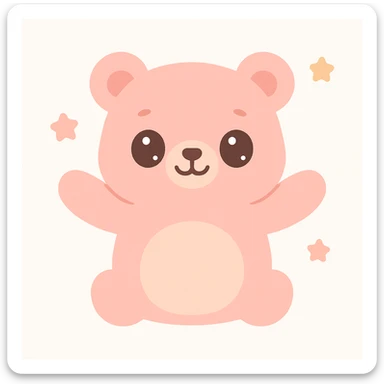 a bear with open arms ready to hug, friendly style, warm and inviting, smiling face sticker