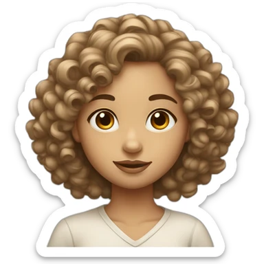 light girl with bindi dot on forehead and curly hair sticker