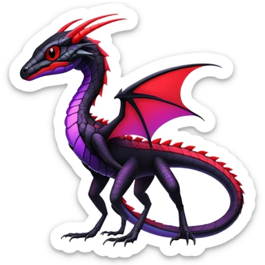 Colorful Neon Black and red and purple Gothic Edgy Tropical Flygon-Aurorus-Salandit-Salazzle-Amaura-Hybrid-Creature sticker
