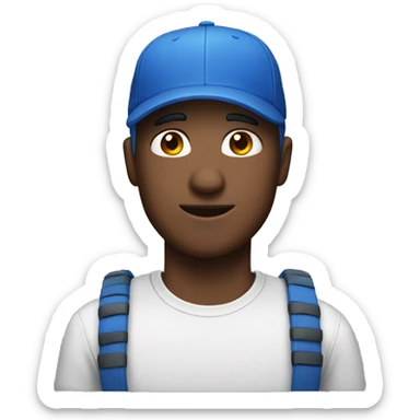 Guy wearing a blue cap sticker