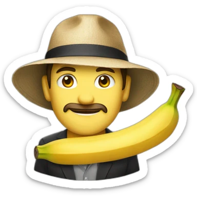 a man waring a banana hat sticker