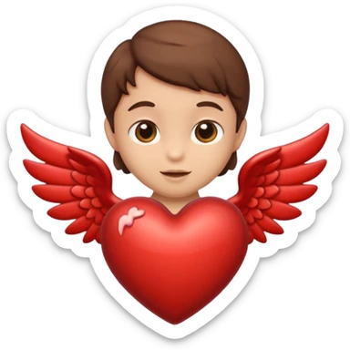 brown cupid heart sticker
