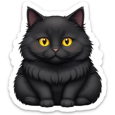 Small fat black cat with yellow eyes sticker