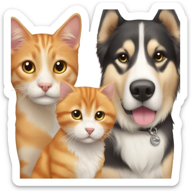 orange cat tabby cat golden retriever and 2 huskies sticker