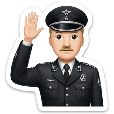 Hitler raising one hand straight up like a salute in Black SS uniform  sticker