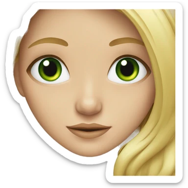 young blonde girl with long hair and green eyes sticker