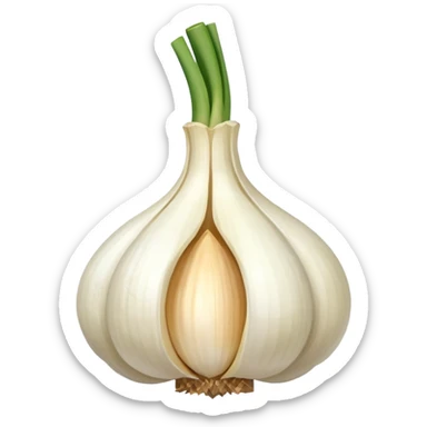 single garlic clove with cubed garlic sticker
