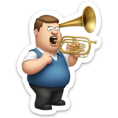 Peter griffin playing a trombone sticker