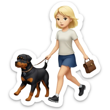 Blond girl walking Rottweiler sticker