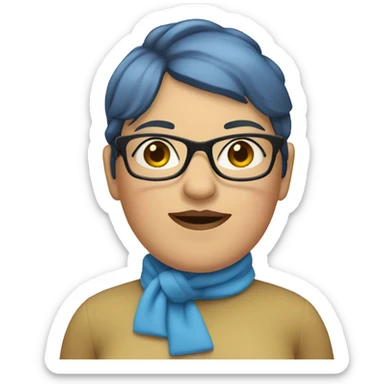  Large women with short blue hair and a double chin and glasses sticker