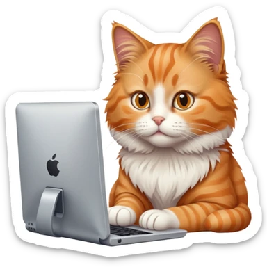 cat a sit with computer  sticker