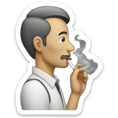 Men smoking cigarette with smoke sticker
