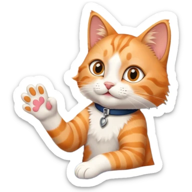 A cat on an airplane waves its paw sticker