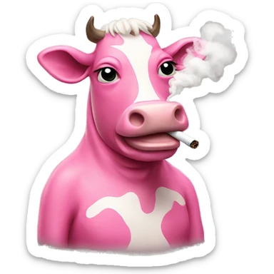 pink cow smoking cigarettes  sticker